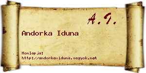 Andorka Iduna névjegykártya